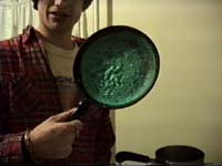 Gus with a pan of dextromethorphan